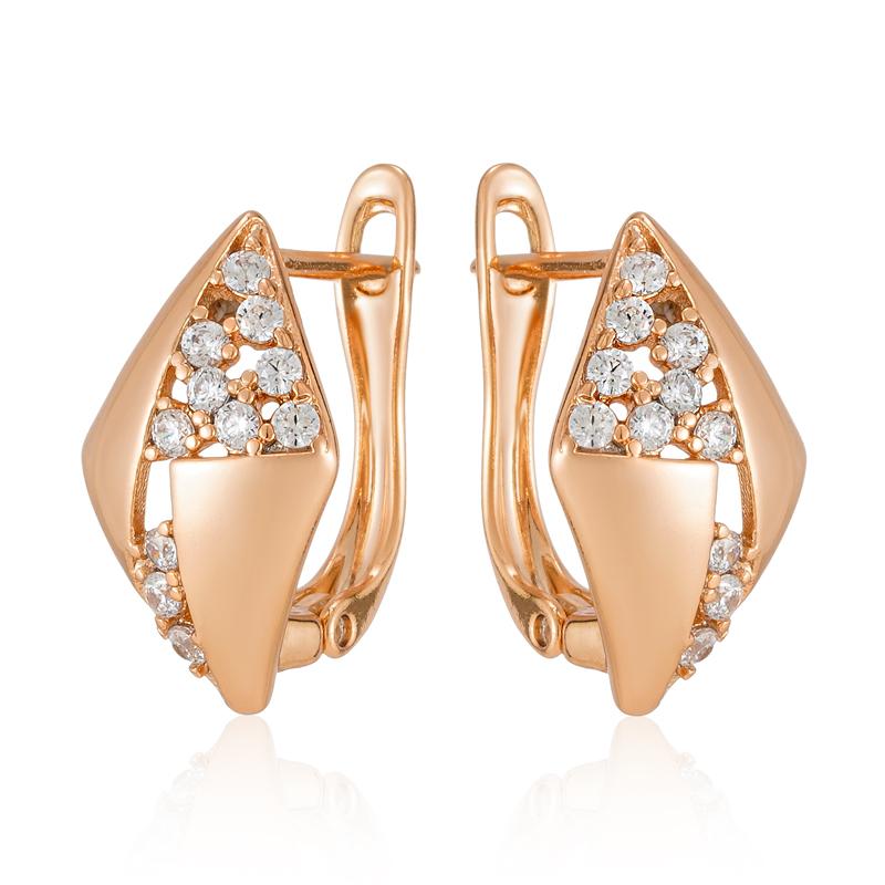 

Fashion Glossy Hollow Rhombus Drop Earring For Women Shiny Natural Zircon Rose Gold Color Daily Fine Ethnic Jewelry