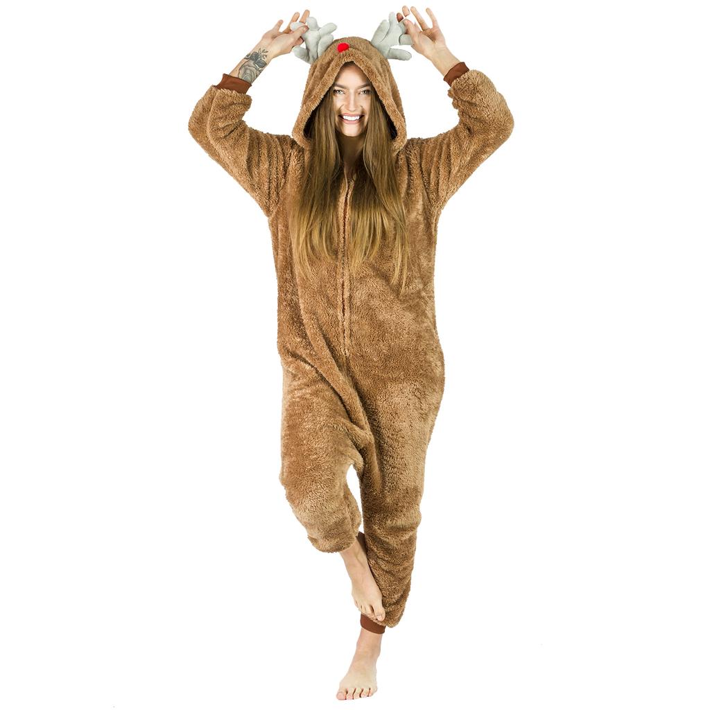 Men's Dark Reindeer Pajamas Gift Kigurumi Onesie One-piece L Onesie Reindeer Costume - XL