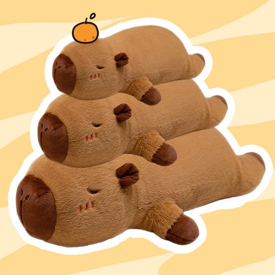 Plyšová hračka Kreslené zvíře Kapybara Tvar Polštář s PP bavlněnou výplní Mazlivý design Uklidňující plyšová panenka