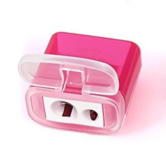 2Pcs Dual-Hole Pencil Sharpener with Lid Colored Manual Pencil Sharpener Cute Portable Students Pencil Sharpener for School Office