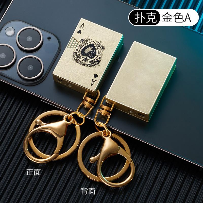 New High Quality Mini Metal Open Flame Inflatable Lighter with Keychain Portable Cigarette Lighter Cigarette Accessories Gift