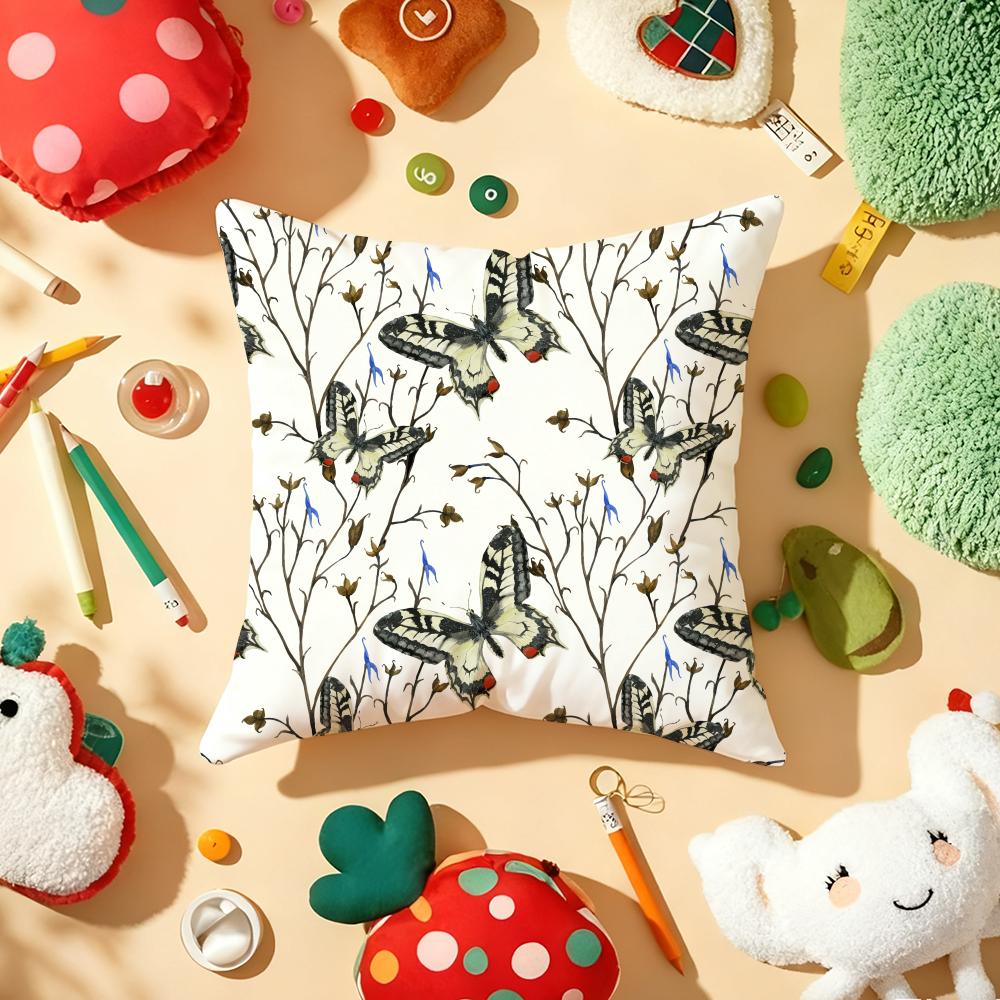 Watercolor Butterfly Cushion Cover Soft Short Plush DoubleSided Printing Home Decor Machine Washable Pillow Case Gift