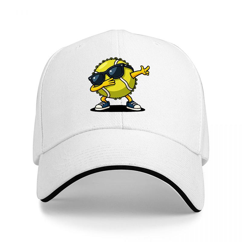 Coole Tennisball-Figur Baseballkappe mit Sonnenbrille und coolem Posen-Design für Sportfans und Modefans