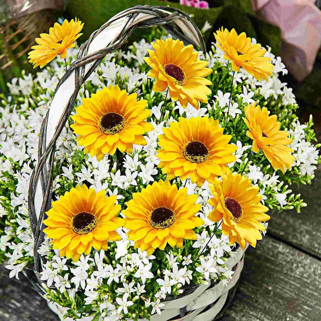 Garden Sunflower Stake Outdoor Decorations Landscape Courtyard Villa Simulation Lawn Pole 5pcs Pots Shape Sign