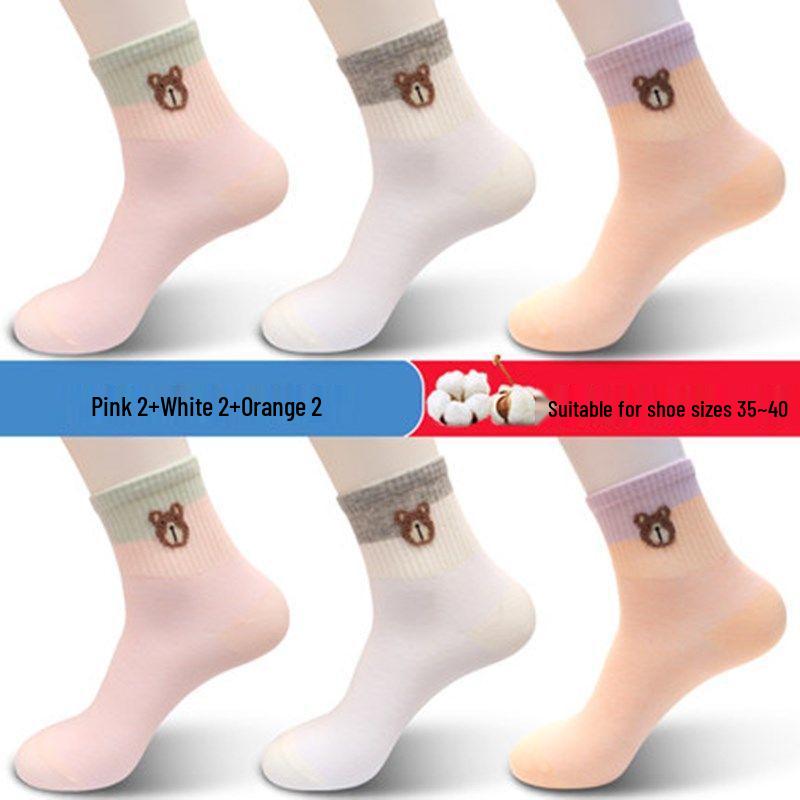Langsha Women's Cotton Mid-Calf Socks - Autumn/Winter Breathable Odor-Resistant Chinese Style for All Seasons