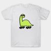 Men Black Print T-shirt Skateboarding Dino Brachiosaurus No-Cut Transfer Paper Print Cotton Tshirt
