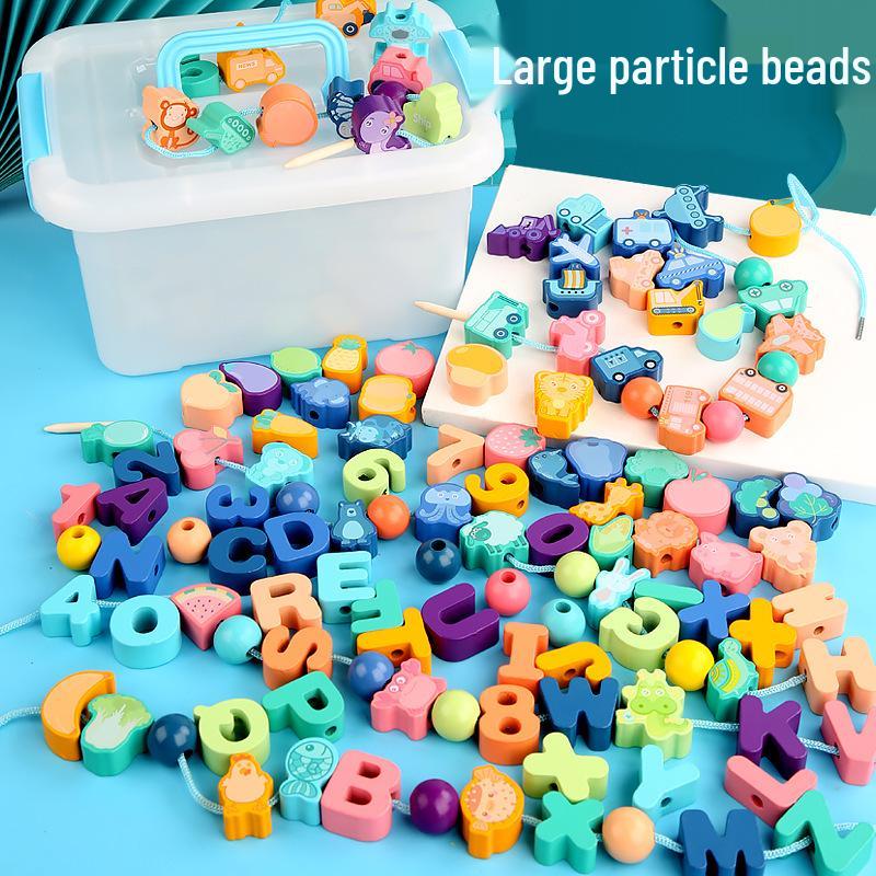Wooden Animal & Fruit Stringing Educational Toy for Kids