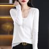 Women's 100% Pure Wool V-Neck Cardigan - Solid Color, Button-Up, Loose Fit Knitwear