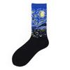 1 Pair Retro Women Art Van Gogh Mural World Famous Oil Painting Series Men Socks Funny Socks Men And Women UNISEX Long SOCKS