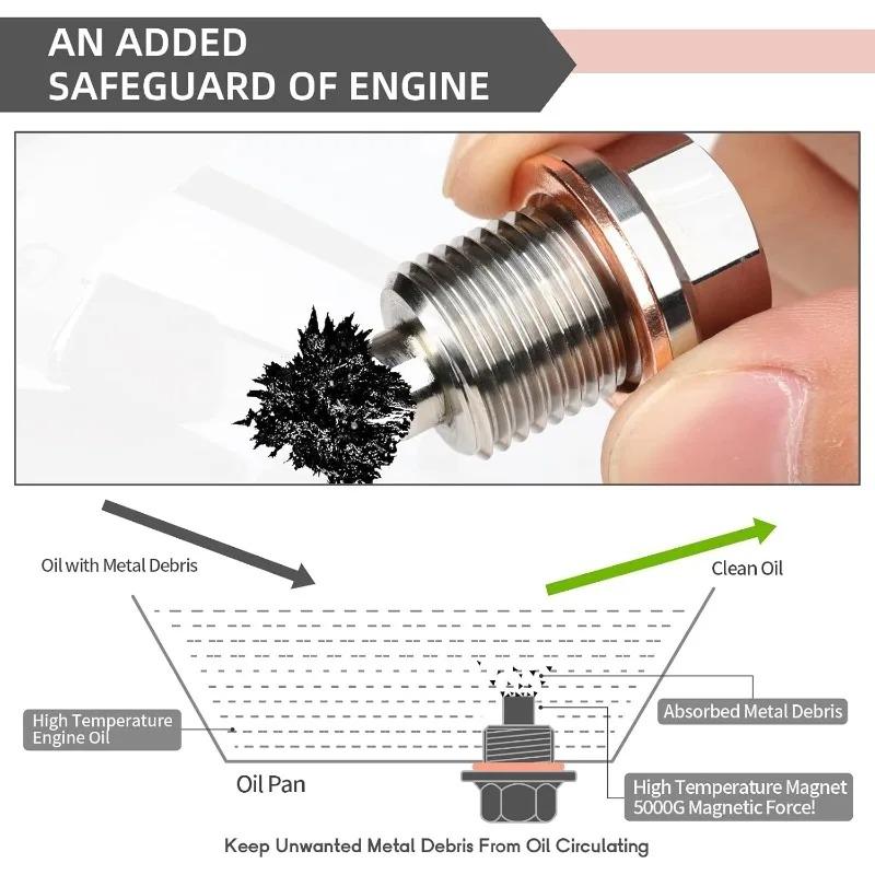 For Honda Ford Hyundai/Mazda Screw Car Engine Magnetic Oil Drain Plug Screw Nut Bolt Oil Drain Sump Nut M12/14/16 1.5 1.25 1.75 Oil Drain Plugs 3