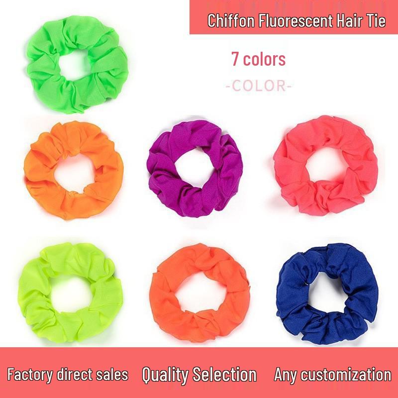

Fluorescent Chiffon Solid Color Elastic Hair Scrunchie