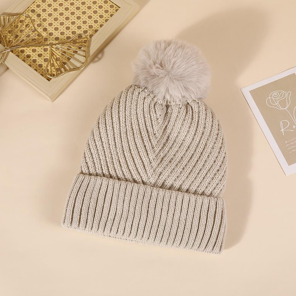 European & American Style Warm Woolen Knit Hat for Women with Ear Protection