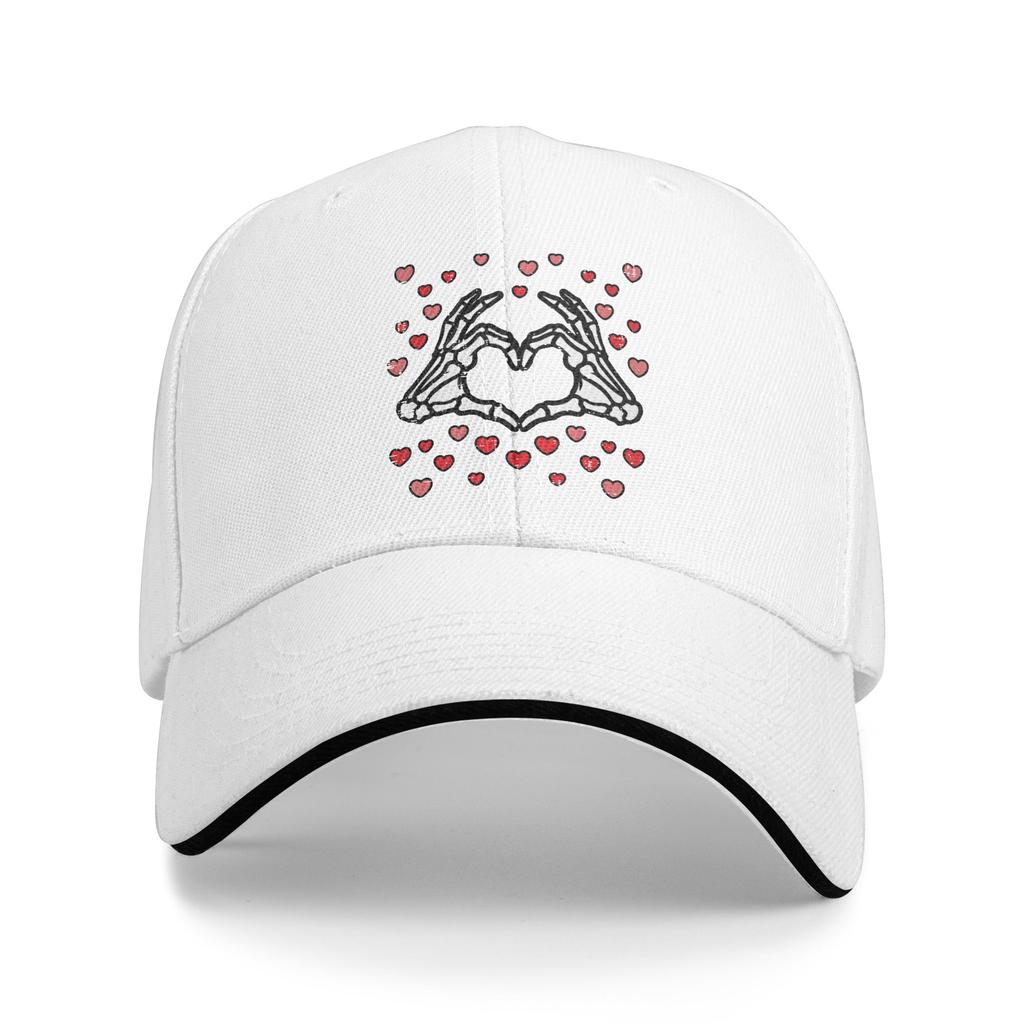 Valentines Day Skeleton Hand Heart Baseball Cap Street Style Couple Women Trucker Hat SunProof Custom Logo Baseball Caps Gift