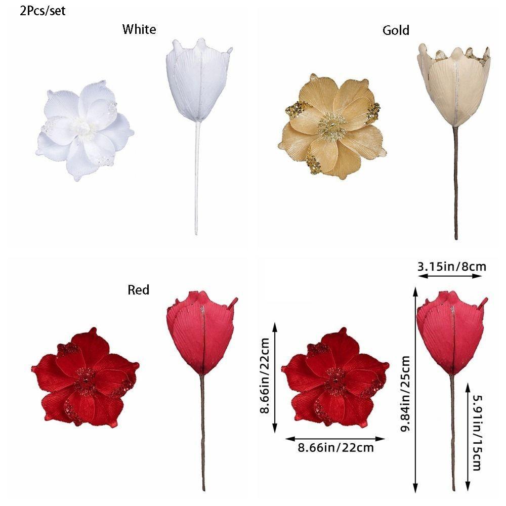 2 Pcs Hanging Simulated Flowers Flower Fake Flower Ornaments  Christmas Tree Decor