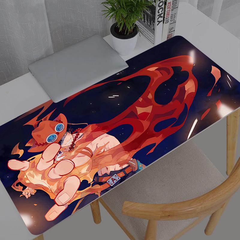 Mouse Pad Anime One Piece Ace burn Gamer Gaming Accessories Varmilo Keyboard PC Computer Desk Mat XXL Carpet Mousepad