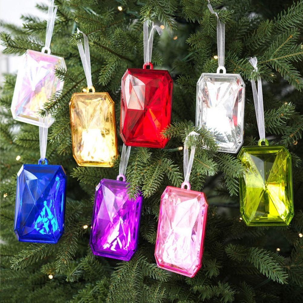 Square Christmas Hanging Decoration Multicolor Xmas Tree Ornament  Party Supplies