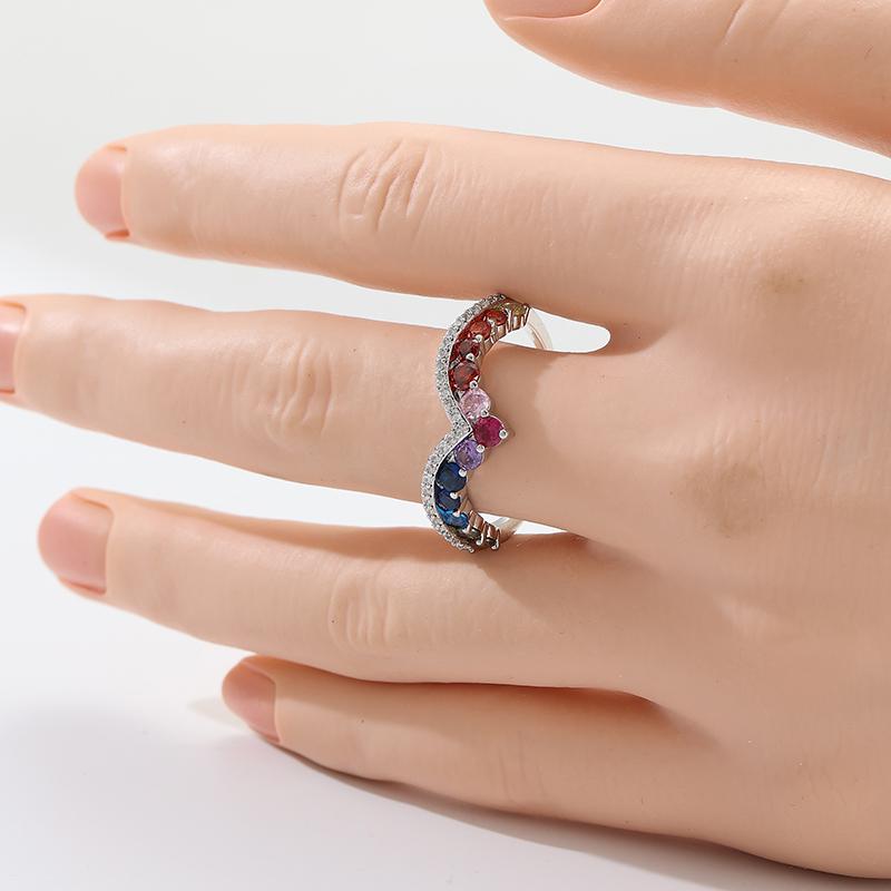 Women's Elegant Simple Design Multicolor Synthetic Zirconia Irregular Ring Fashion Sparkling Party Festival Jewelry Accessories