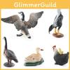 Conjunto de Modelo Realista de Animal de Fazenda em PVC Apresentando Pata Mãe Galinha com Pintinhos e Ganso do Canadá