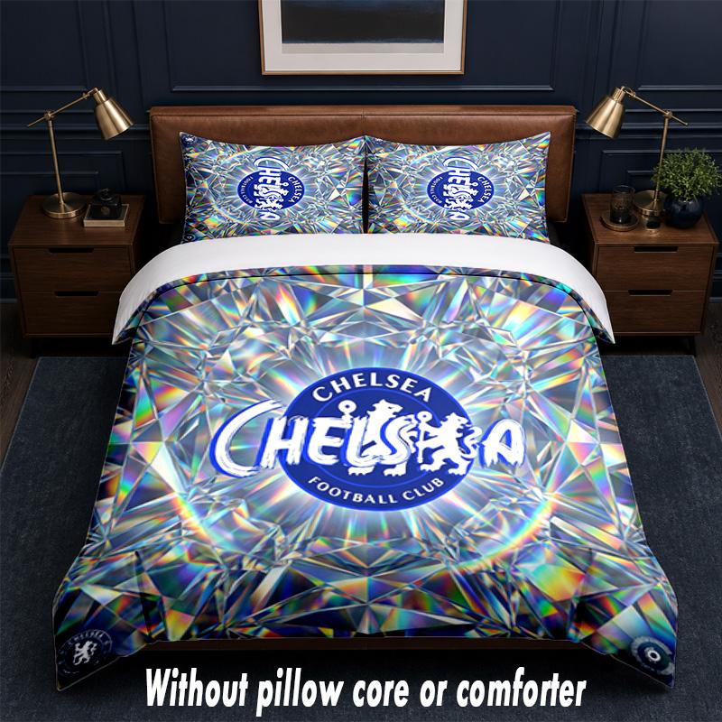Set Biancheria da Letto Chelsea FC Design 1 Copripiumino + 2 Federe Morbido Traspirante Biancheria da Letto per la Casa