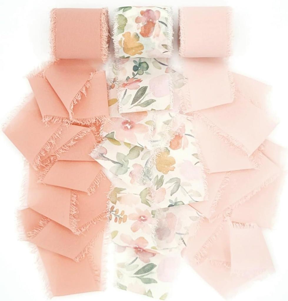 3 Roll/set 5m Frayed Edged Satin Handmade Chiffon Silk Ribbon For Wedding Invitation Bouquets Birthday Party DIY Decoration Gift