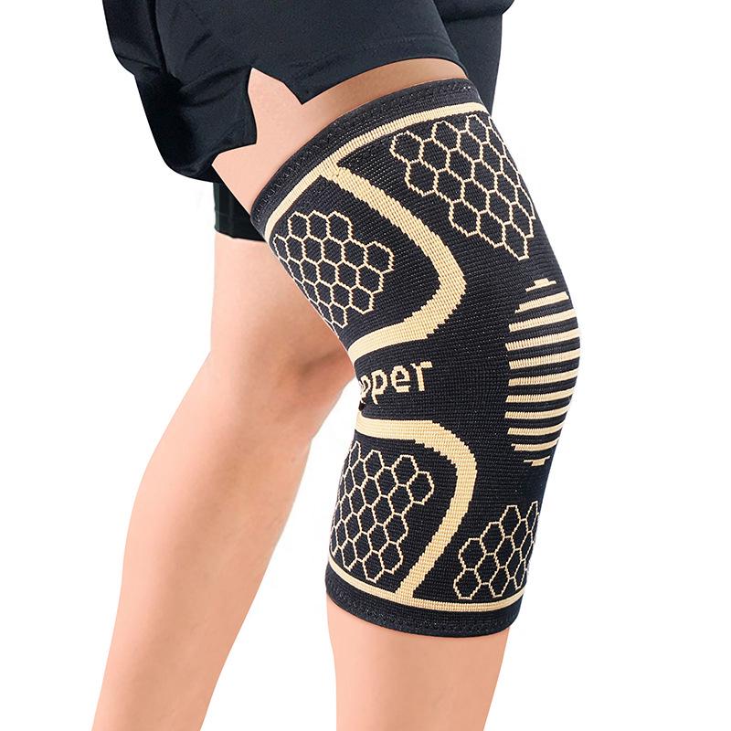 Copper-Infused Nylon Knee Support with Silicone Waves - Breathable and Knitted for Badminton, Running, and Fitness