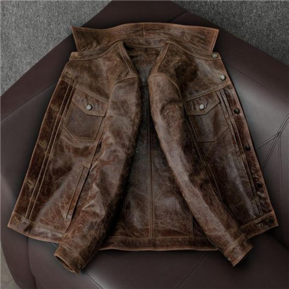 Американская ретро-куртка из воловьей кожи с воском первого слоя — фото 4