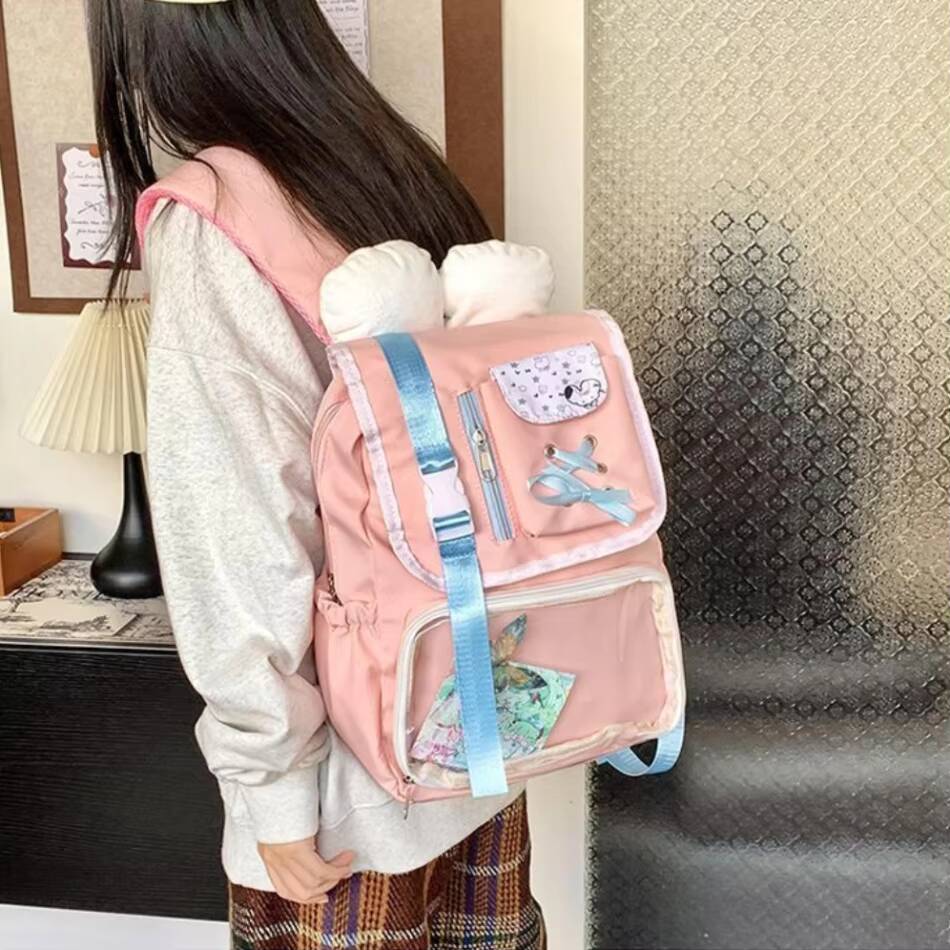 New Y2K Ita Backpacks Cute Girls Transparent Bags Students DIY Display Schoolbag Large Capacity Rucksacks Casual Travel Knapsack