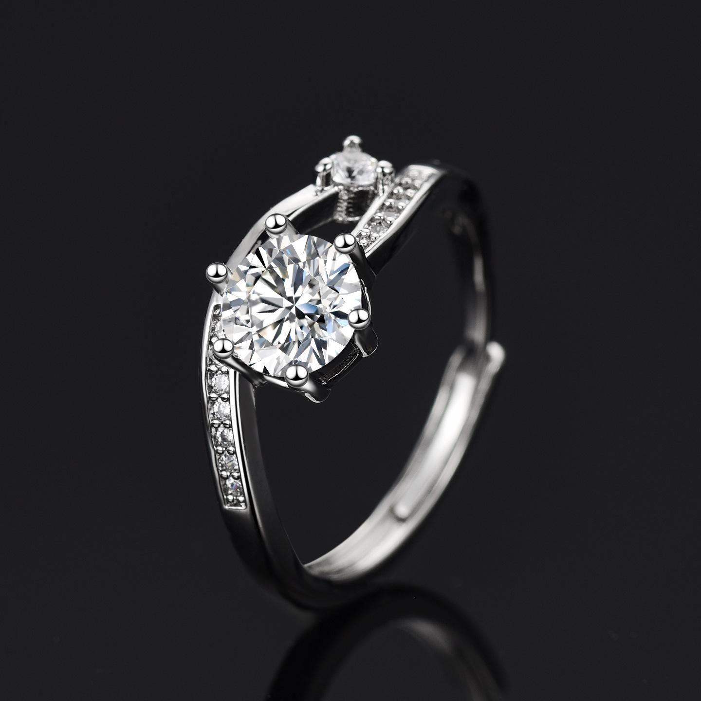 Eight Hearts & Arrows Starry Sky Track Ring - Luxury Women s 1 Carat Diamond Ring Adjustable