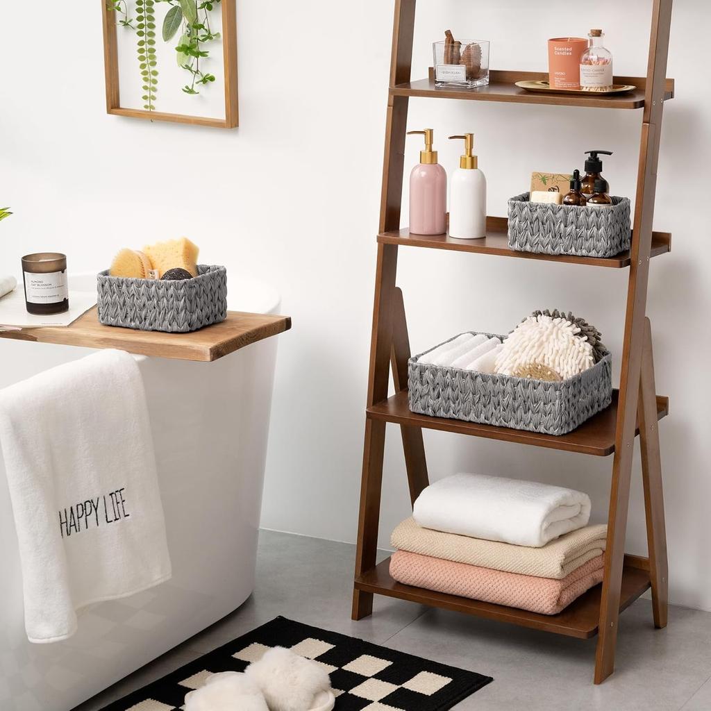 3pcs Hand Woven Paper Rope Storage Basket, Natural Rattan Look for Home Decor, Round Organizer for Living Room, Bedroom