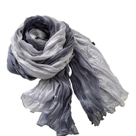Sciarpa Scialle Unisex Colore Sfumato Versatile Stropicciata Sciarpa Lunga Autunno Inverno Antivento Resistente al Freddo Scialle Avvolgente