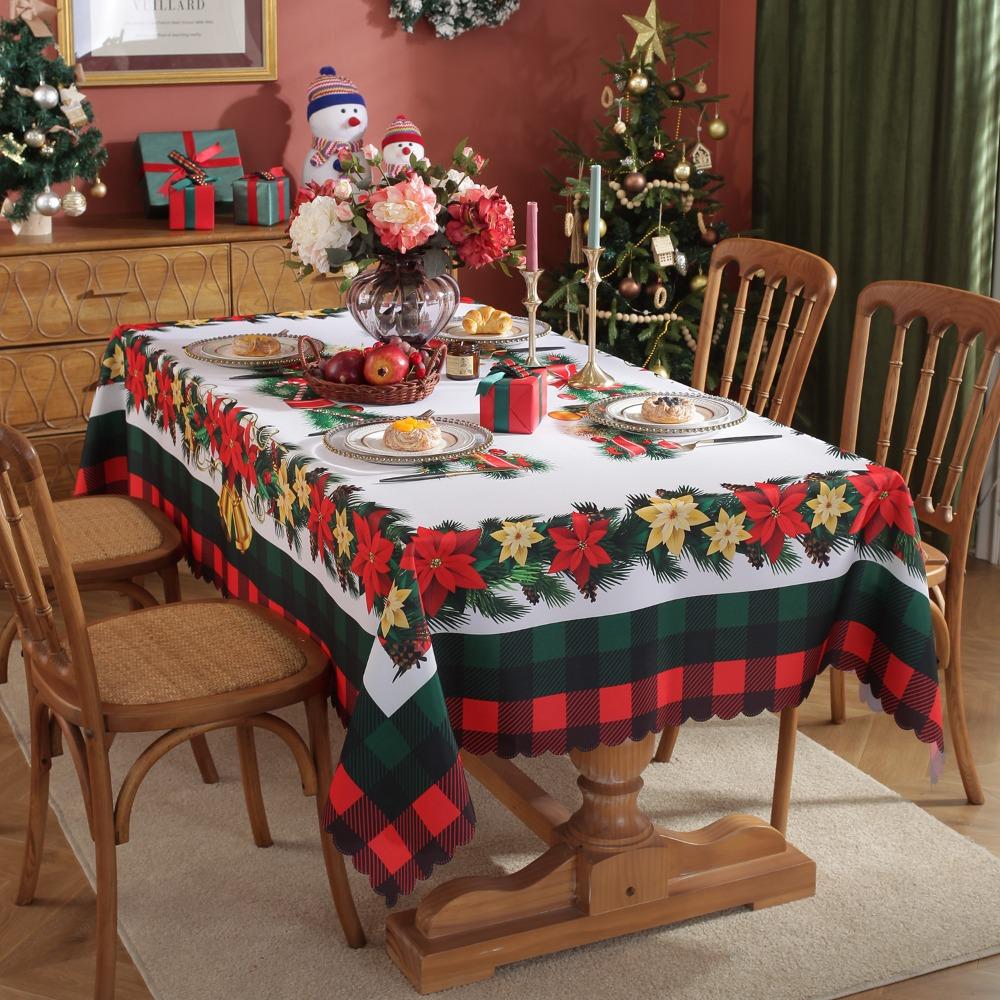 Festive Christmas Tablecloth Waterproof Oil Resistant Digital Print Dining Table Cover