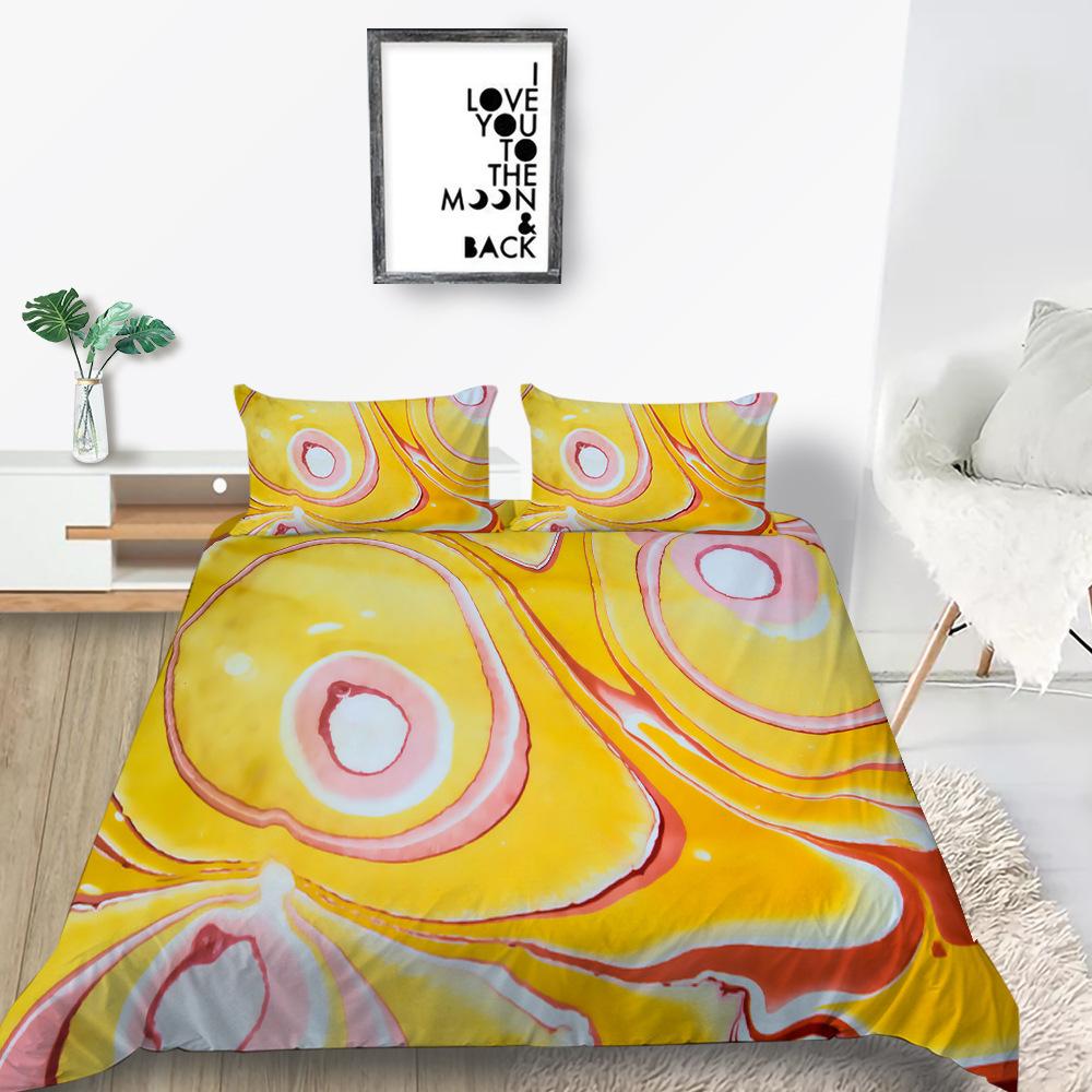 Source Factory Quilt Cover Pillowcase Two Or Three-Piece Set Marble 3D Digital Printing Polyester Fabric