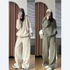 Women's Plus Size Fleece-Lined Two-Piece Casual Sweatshirt Set – Lazy Style Fall/Winter Trend