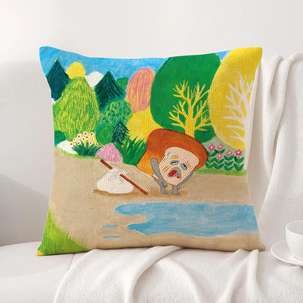Book BBread Thief Cute Cushion Cover Natural Linen Organic Fabric DoubleSided Printing Sofa Home Decor Breathable Bed Pillow