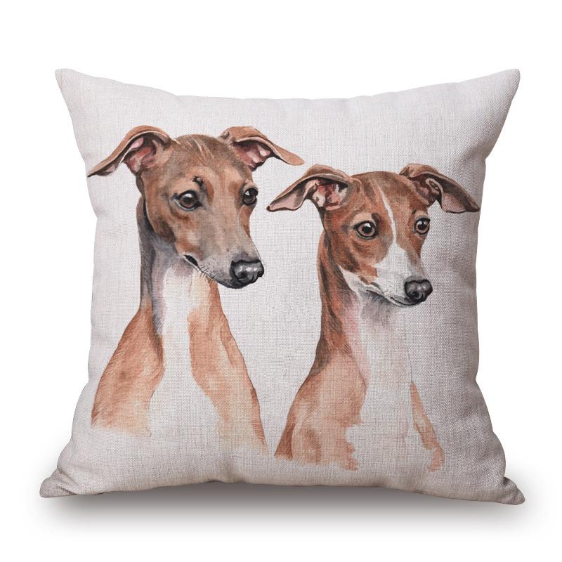 Hand Painting Dog Posters Cushion Cover Greyhound Bull Terrier Labrador Animals Portrait Pillowcase Decorative Pillows For Sofa