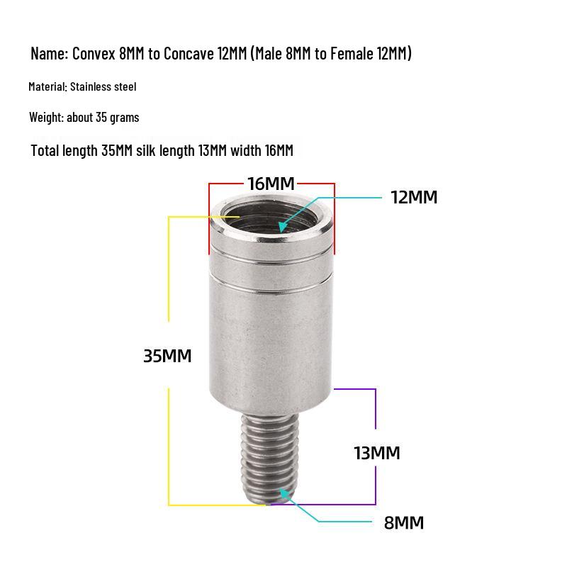 Edelstahl Kescheradapter: 6-8mm auf Imperial 12mm Reduzierstück