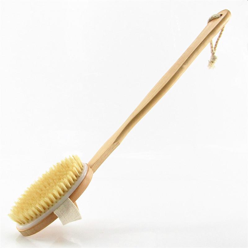 

Wooden Long Handle Boar Bristle Bath Brush with Soft Bristles for Back Scrubbing and Massage