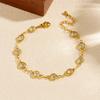 Gold Plated Clear CZ Jewelry Set, Dainty Oval Cut Zircon Necklace & Bracelet, Luxury Minimalist Jewelry Set for Women Gift