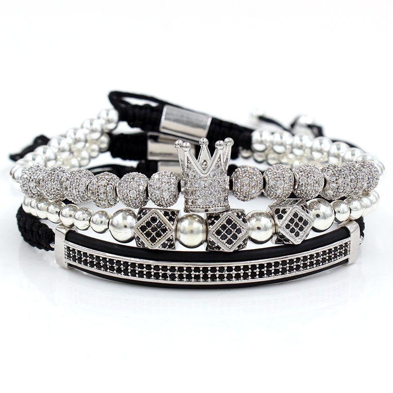 Fashion versatile micro-inlaid 11 1mm diamond ball braided high crown 1 diamond double row diamond crescent bracelet bracelet set