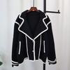 Autumn New Contrasting Color Design Sense Knitted Double-sided Woolen Cardigan Loose Sweater Jacket Women