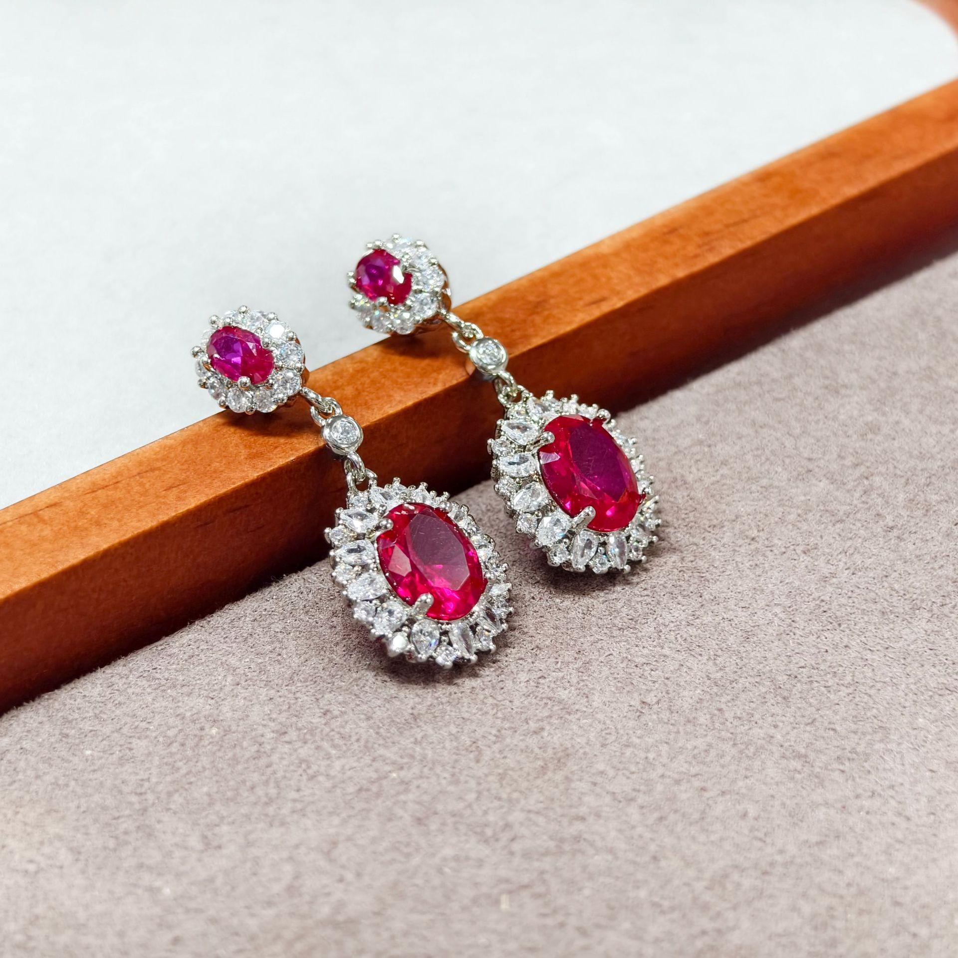 Gusen Light Luxury French Court Style Gemstone Drop Earrings for Women