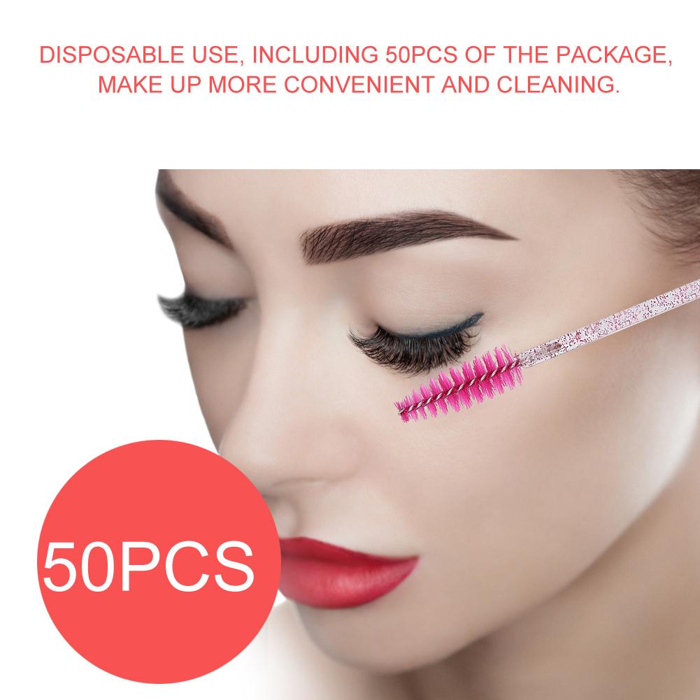 50 Stück Nylon-Make-up-Pinsel, Mascara-Stäbe, Wimpern, Augenbrauen, tragbarer Einwegpinsel