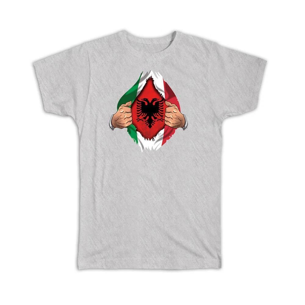 Gift T-Shirt : Albania Italian Flag Albanian Chest XL