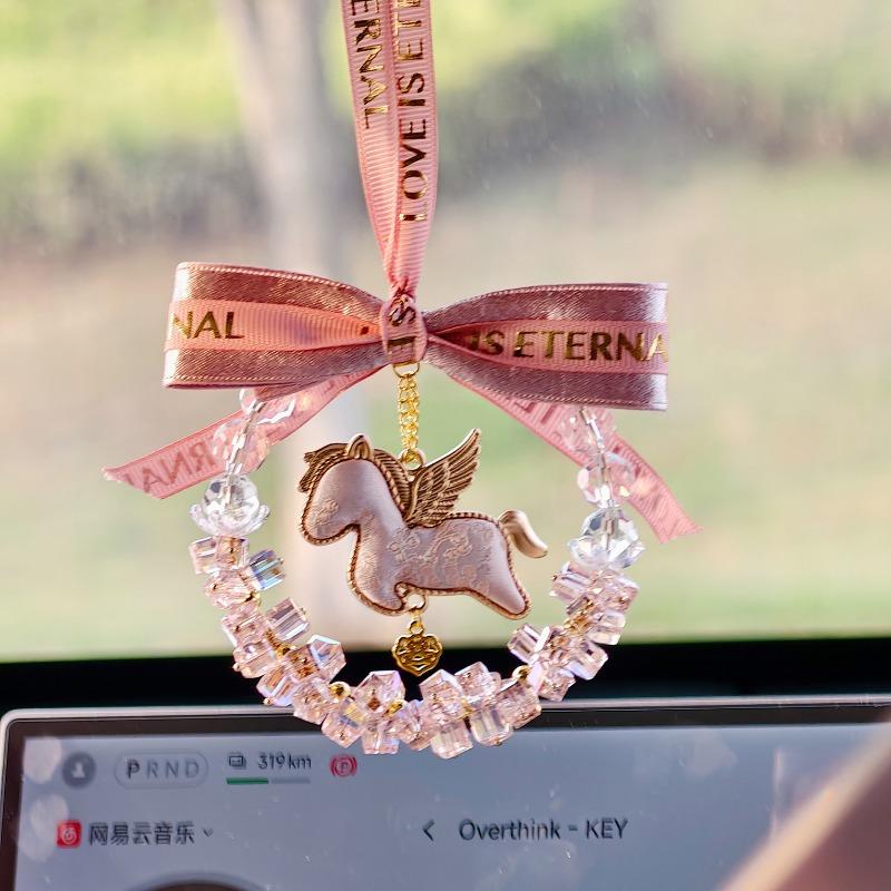 Crystal Starry Pegasus Car Pendant Rearview Mirror Hanging Decoration Gift For Women