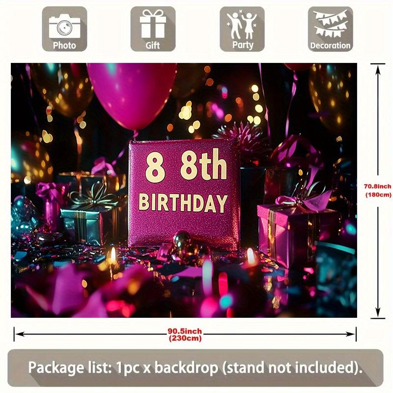 Colorful 8th Balloon Birthday Backdrop 1pc - Home Party Decor