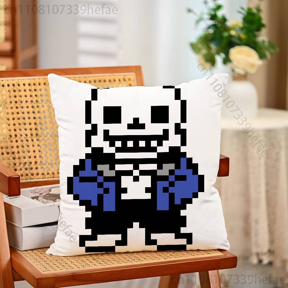 UUndertaleS Sans Pillow Case Plush Pillow Cases Home Decoration Pillow Cover for Sofa Bed Chair Living Room