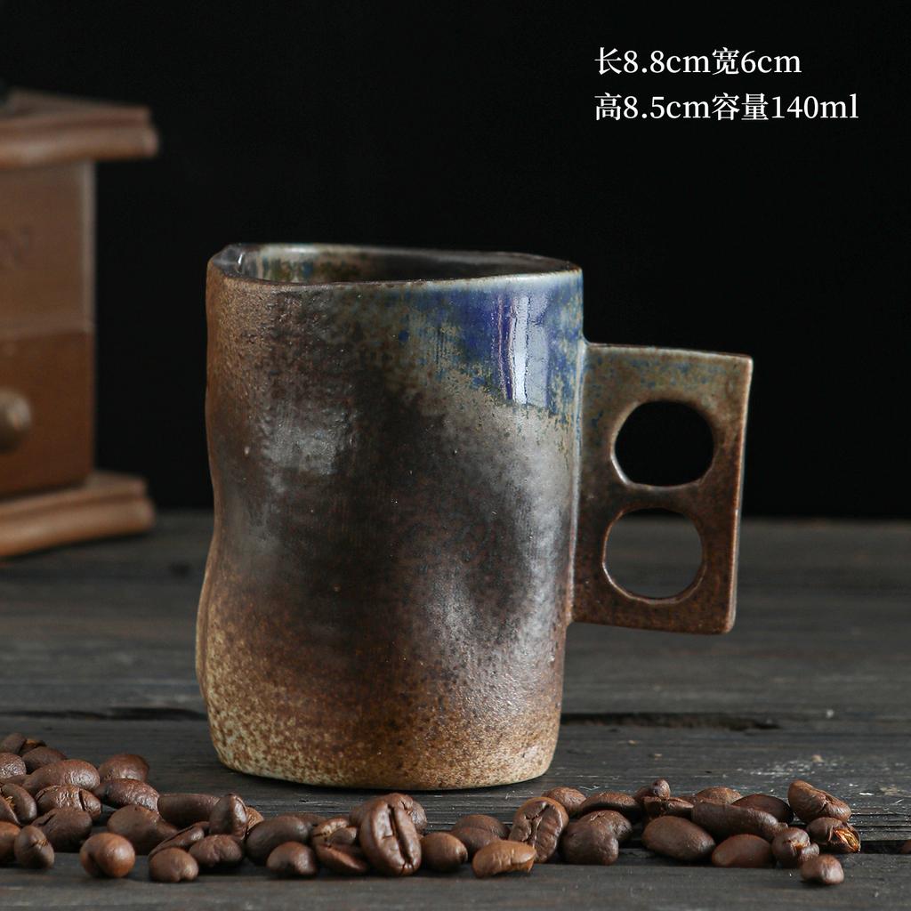 Premium Elegant Vintage Handmade Stoneware Reactive Glaze Irregular Coffee Mug for Home Homestay Office Desk Tabletop Art Decors