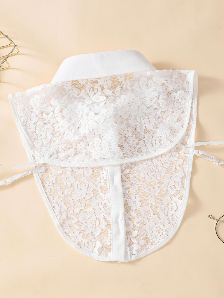Women's Pointed Neck Lace Fake Collar, Fashionable and Versatile, Semi Transparent and Breathable, Detachable Fake Collar