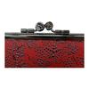 Inden-ya Inden Coin Purse 340 Parent-Child Gamaguchi Coin Case 1501 Red Deer Leather X Black Lacquer Grape Pattern 8.5cm (H) X 14.5cm (W) X 3.5cm (D)