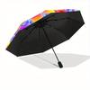 1pc Kaleidoscope Pattern Folding Umbrella With Excellent UV Protection, 8 Ribs Casual Durable Lightweight Portable Travelling Umbrella For M